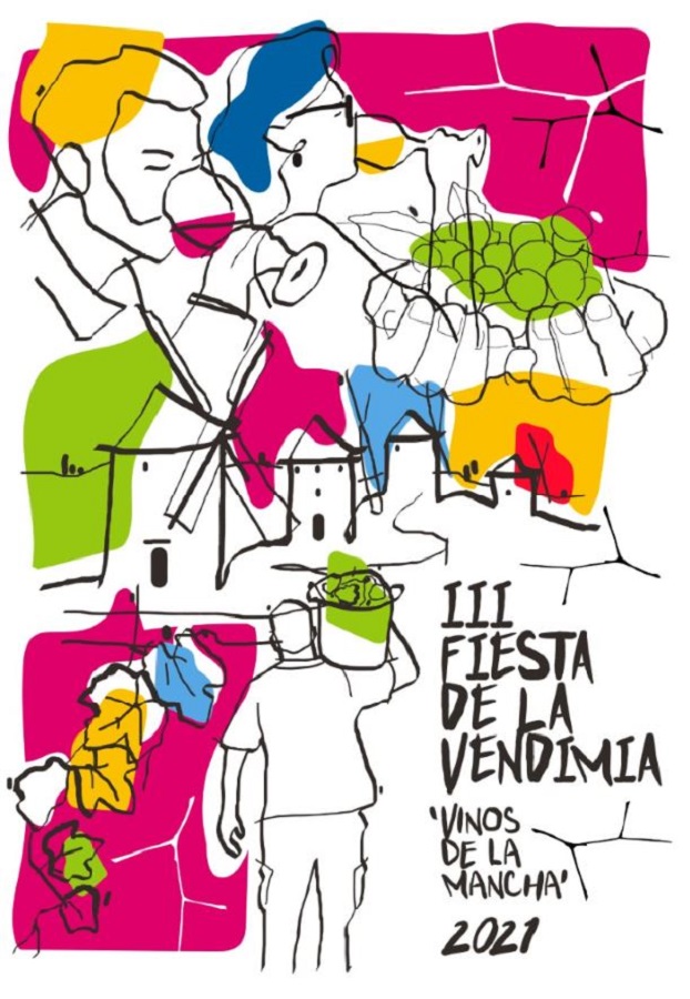Pintan las uvas, del artista Diego Gil, elegido para representar la III Fiesta de la Vendimia en La Mancha