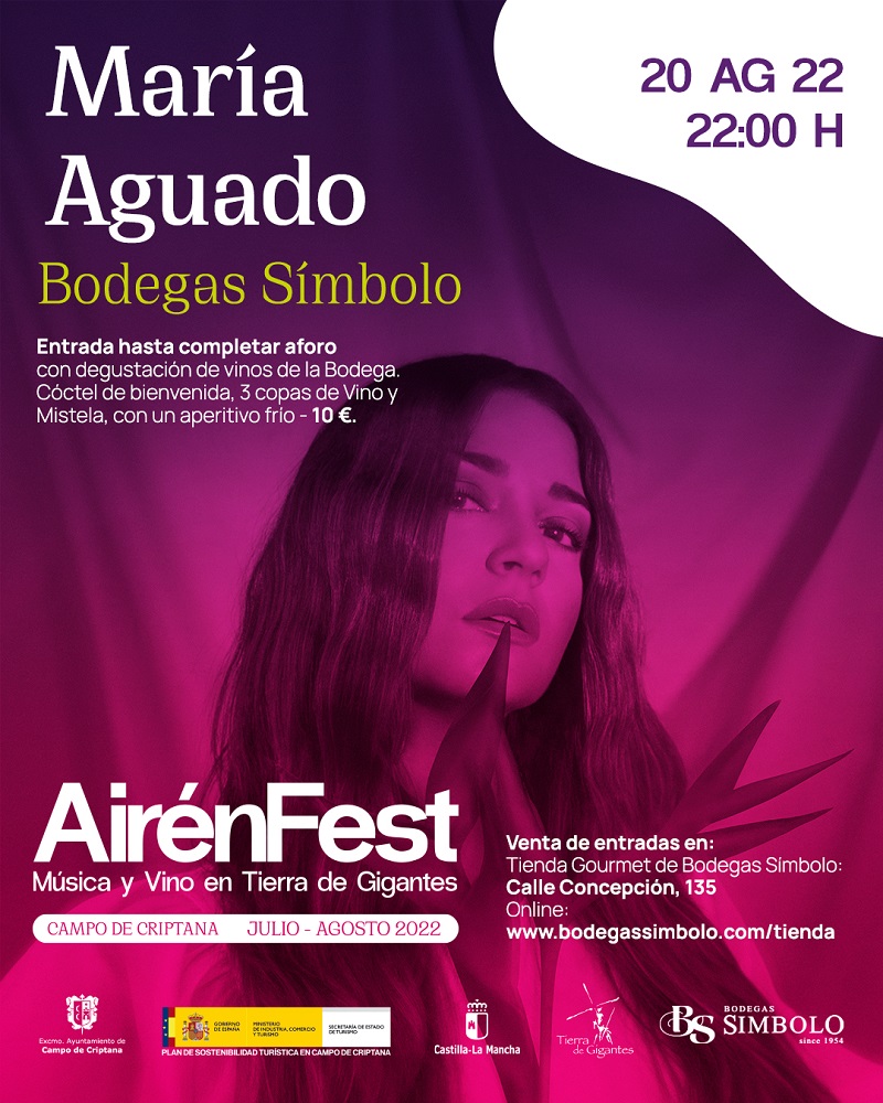 Cartel María Aguado en Bodegas Símbolo Airén Fest 2022