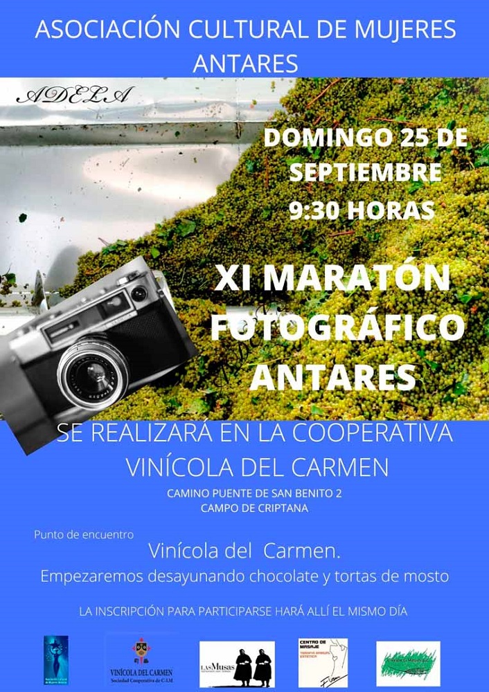 Cartel Maratón Fotográfico Antares 2022, con el patrocinio de Vinícola del Carmen