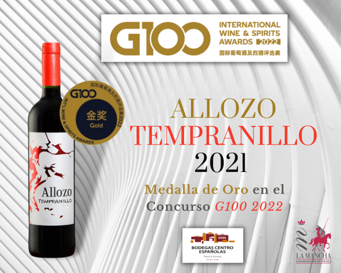 Allozo Tempranillo 2021, Medalla de Oro en G100 2022