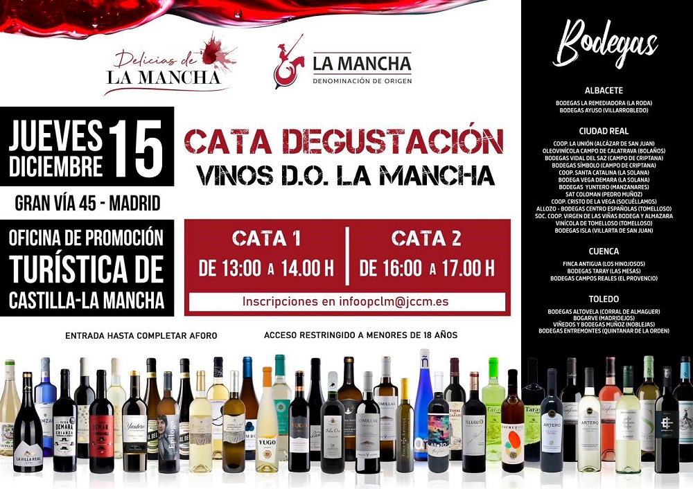 Cata degustación vinos de La Mancha en Madrid, jueves 15 de diciembre de 2022, Delicias de La Mancha