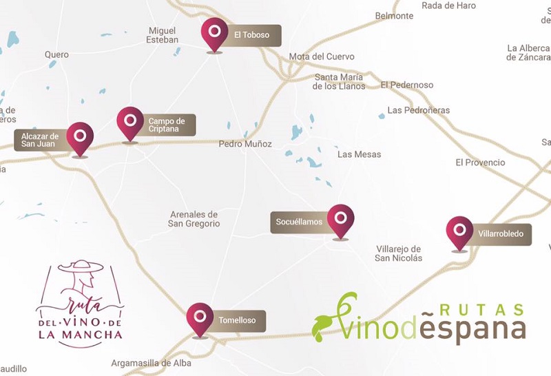 Mapa de la Ruta del Vino de La Mancha